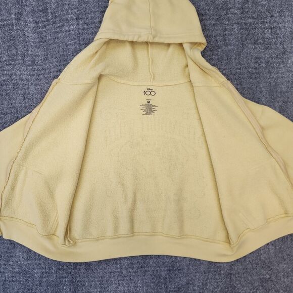 Disney Hoodie Womens Medium Yellow Mickey Mouse Steamboat Willie Disney 100 Crop - Picture 11 of 13
